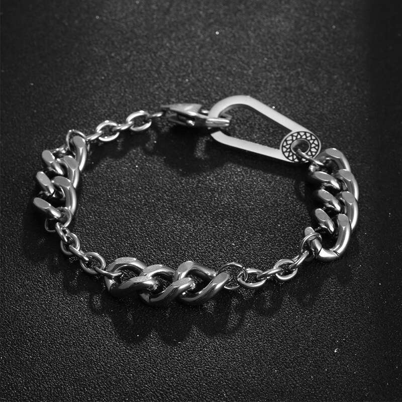 IMI Thick Chain Hip Hop Bracelet Unisex Patchwork Niche Design Trendy Men and Women Cuban Hand Jewelry YL481