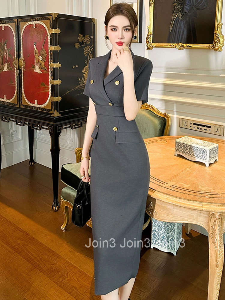 Summer Fashion Classic Work Style Formal Occasion Pencil Dress Women Clothing Elegant Office Commute Short Sleeve Slim Vestidos