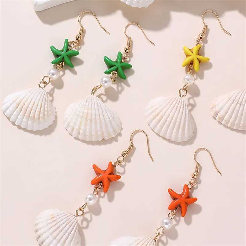 5pairs/set Ocean Style Shell Pearl Drop Starfish Earrings For Women Summer Beach Vacation Fashion Jewelry XJ250623