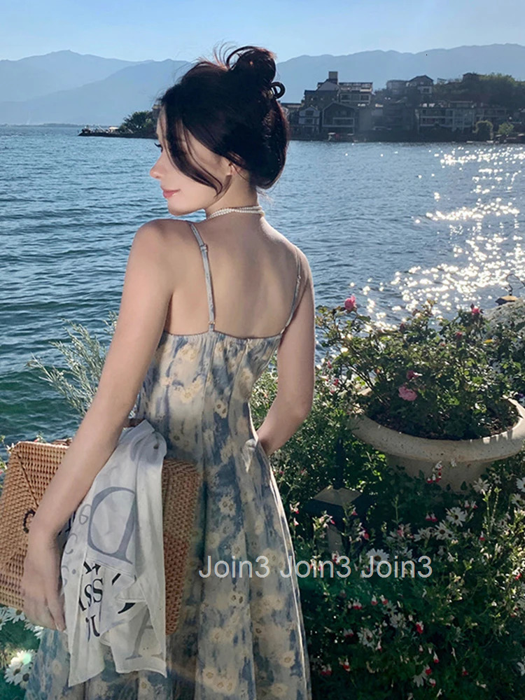 Summer Long Evening Dress Women Clothes Pretty Sweet Print Boho Sexy Strap Slim Midi Party Prom Holiday Robe Femme Mujer Vestido