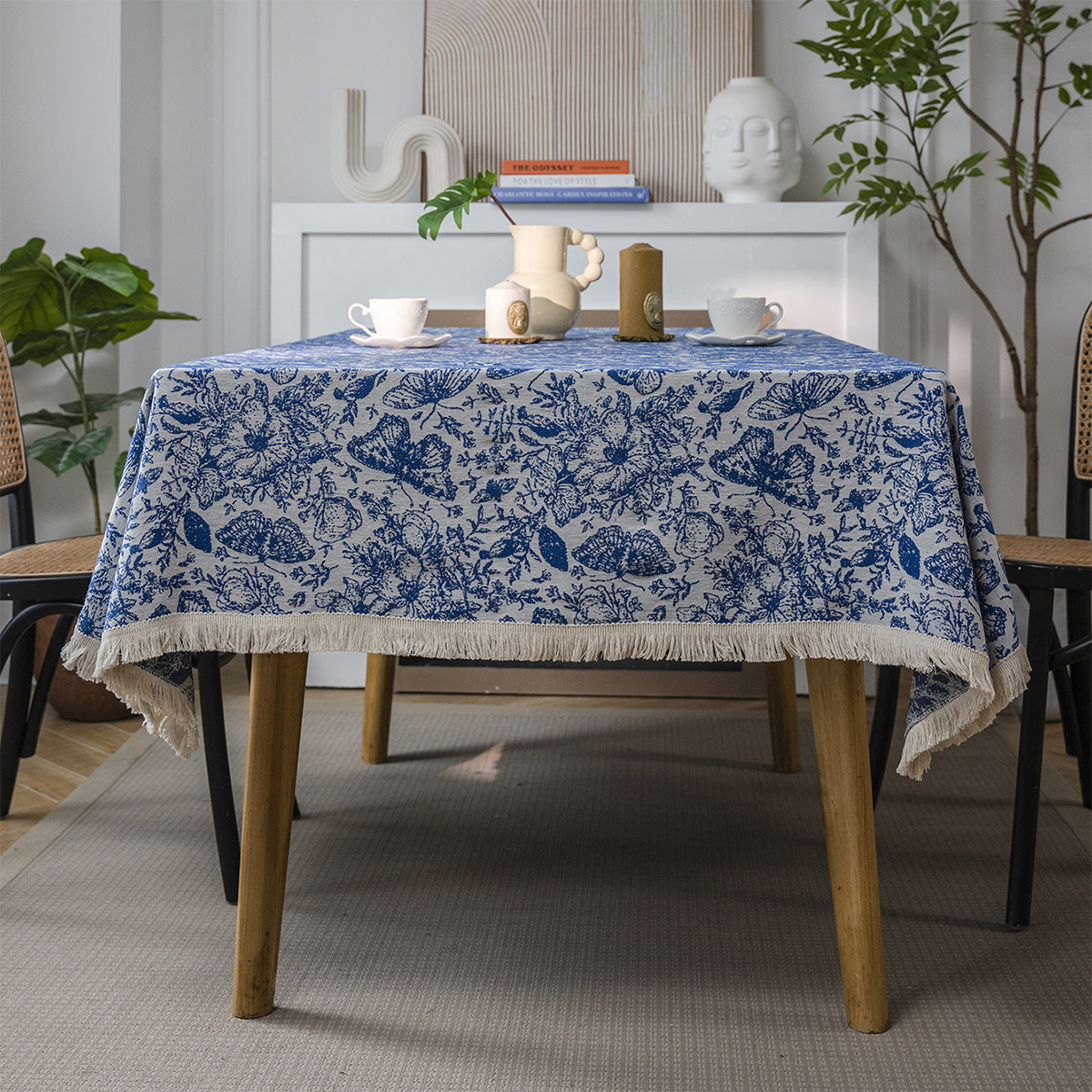 90135 Bohemian thick tablecloth american style tablecloth flower jacquard tablecloth
