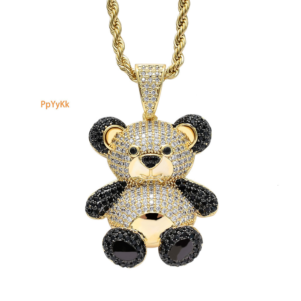 Luxury Moissanite Bear Panda Animal Iced Out Bling Streetwear Hip Hop Necklace Unisex Jewelry Pass the diamond tester