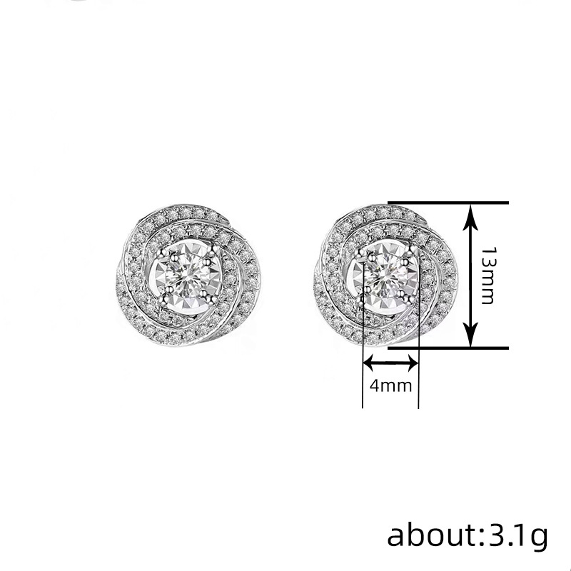 2025 Choucong Bright Stud Earrings Luxury Jewelry 925 Sterling Silve Round Cut White 5A Cubic Zircon CZ Diamond Party Elegant Women Rose Flower Earrin