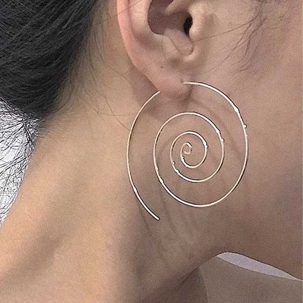 Delysia King Women Cute Unique Temperament Round Spiral Earrings Romantic Alloy Simplicity Aestheticism Geometric Dangler XJ250623