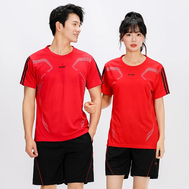 Ultra-thin Breathable Ice Silk Couple Sports Short Sleeved Shorts Set For Comfortable Versatile Outdoors Quick Drying Top 250617