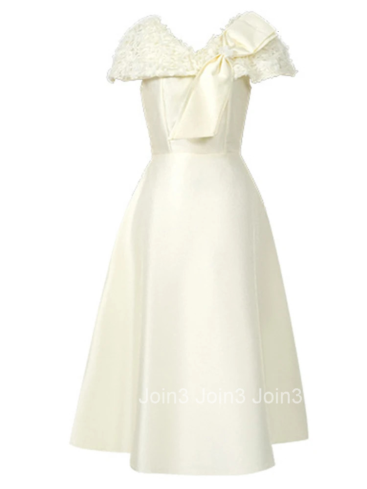 Summer French Fashion Sweet Bow Gown Evening Dress Women Clothes Elegant Floral V-Neck Slim A-Line Midi Robe Party Prom Vestidos