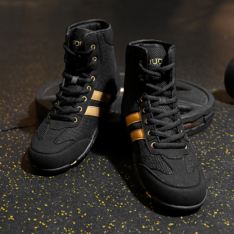 Men's Professional Boxing Training Shoes, Women's Free Kickboxing Shoes, Non-Slip Indoor Gym High-Top Fighting, Sanda & Wrestling Shoes