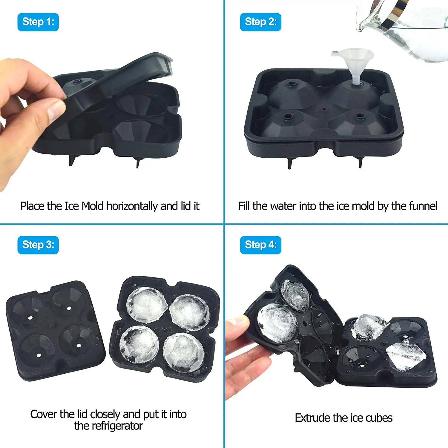 LMETJMA Reusable Diamond Ice Cube Mold Silicone Whiskey Ice Cube Tray for Chilling Cocktails Stackable Flexible Safe JT12 250623