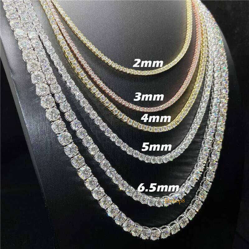 Factory wholesale Wholesale Price Hip Hop Sterling Sier 3mm 4mm 5mm 6mm VVS D Color Moissanites Dia Moissanite Tennis Chains