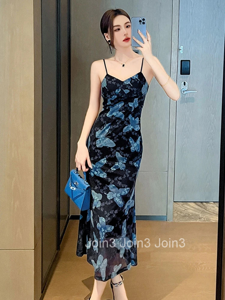 Summer Vintage Floral Print Boho Vacation Beach Long Dress Women Clothes Elegant Sexy Strap Skinny Party Club Vestido Robe Femme