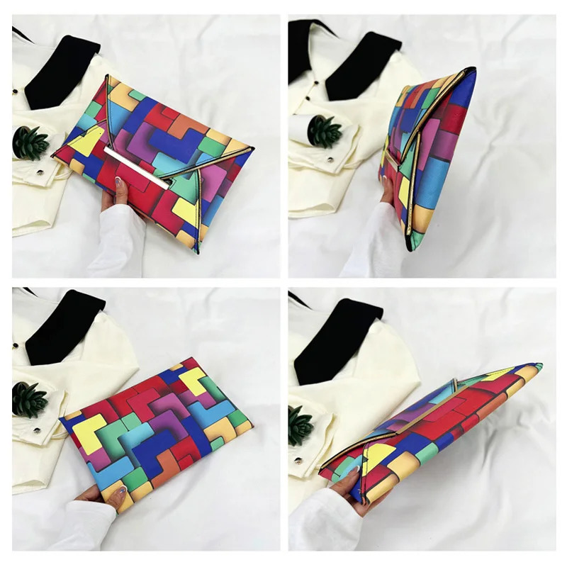 Fashion Rainbow Color Clutch Bags For Women Handbags And Purses Envelope Hand Bag Ladies Phone Pocket 250617