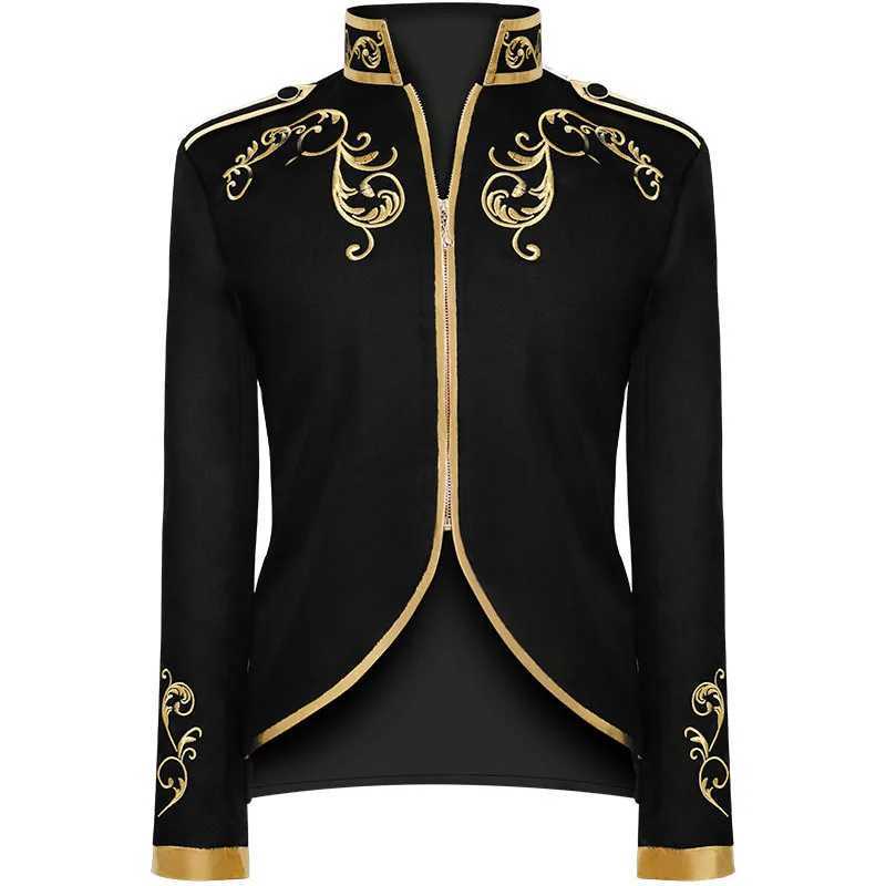 2025 New Halloween Mens Fashion Jacket Blue Court Prince Embroidered Coat Red Black White Purple Green Available Jackets W250623