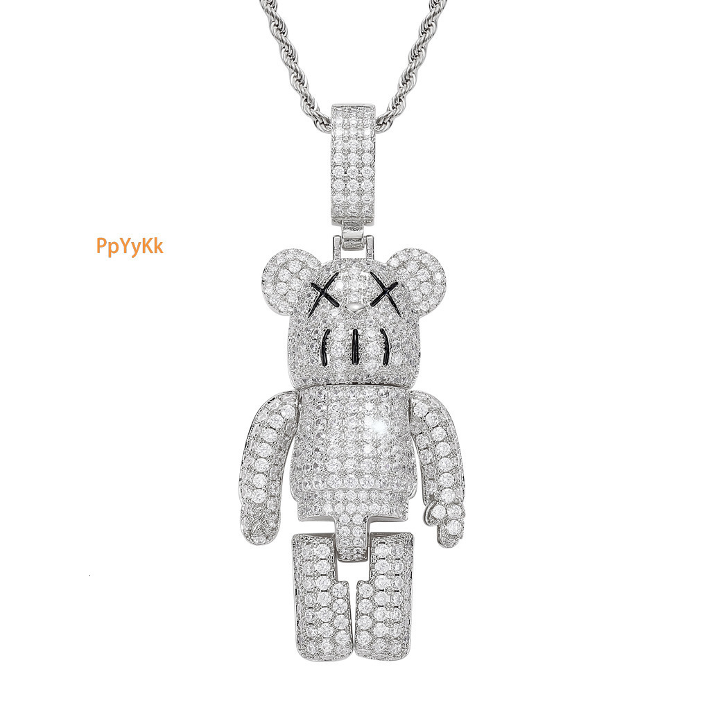 Luxury Moissanite Anime Mecha Bear Iced Out Bling Hip Hop Labubu Pendant Trendy Swag Accessory Pass the diamond tester