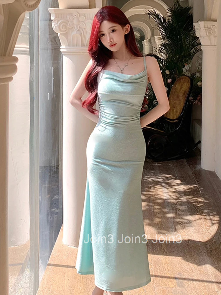 New Summer Fashion Vacation Beach Fishtail Long Dress Women Clothes Sparkly Sexy Strap Slim Maxi Party Prom Vestidos Fiesta Robe