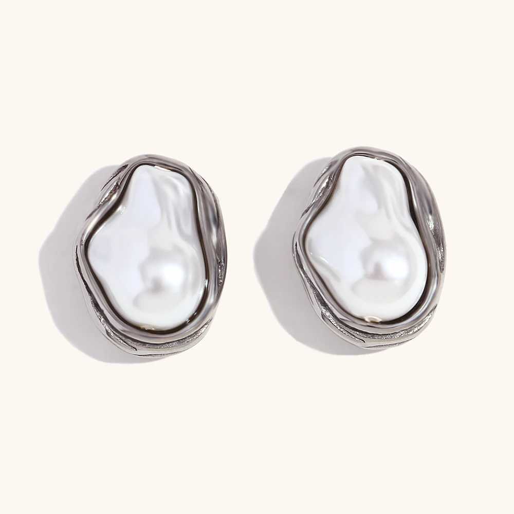 La.Muses Baroque Shed Imitation Pearl Stainl steel Earrings For Woman Waterproof C Daily Wear 2024XJ250623