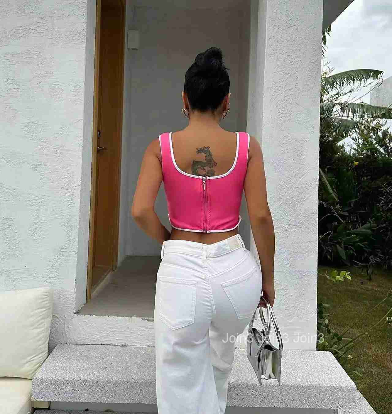 Womens Sexy Square Neck Camisole Short Hem Unique Design Hot Outfit Versatile Bandage Top Casual Ladies Clothing Pretty Wear