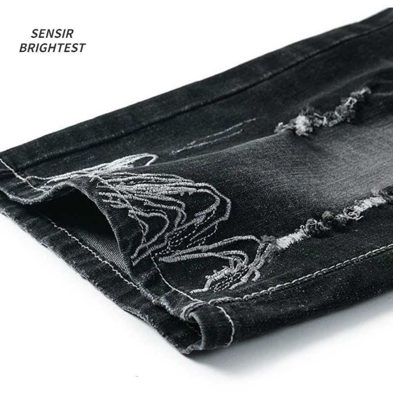 Summer Embroidered Eagle Denim Shorts Mens Summer Thin Fit Good Quality Ripped Five Points Pirate Shorts 250618