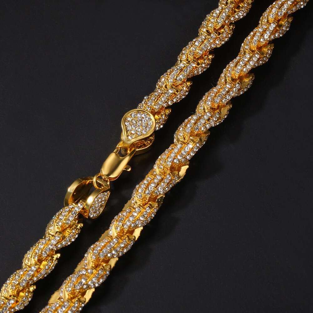 Zuanfa big size chain fashion sier jewelry 10mm vvs moissanite rope bracelet necklace for men and women