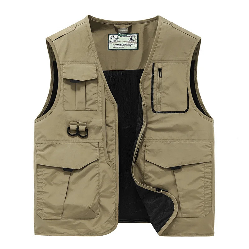 Men Outdoor Multi Pockets Pography Sleeveless Jacket Cargo Vests Summer Thin Mesh Breathable Waistcoats Male Casual Vests 250617