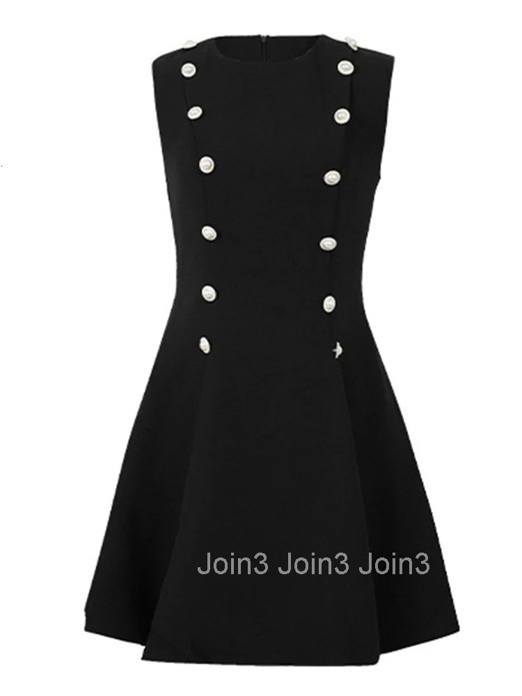 Women Clothes Commute Retro Black O-Neck Sleeveless Slim Mini Short A-Line Dress Elegant Vestidos Formal Occasion Casual Summer