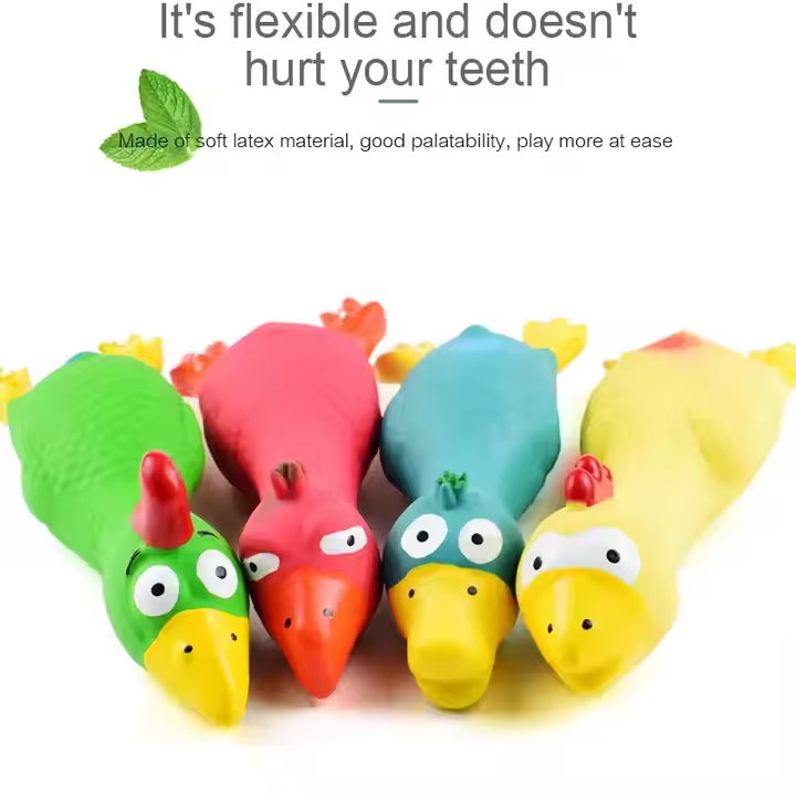 Rubber Squeaky Bird Dog Toys for Puppy Dogs Teeth Grinding Cleaning Training Interactive Chewing Dog Toys 4pcs/Pack