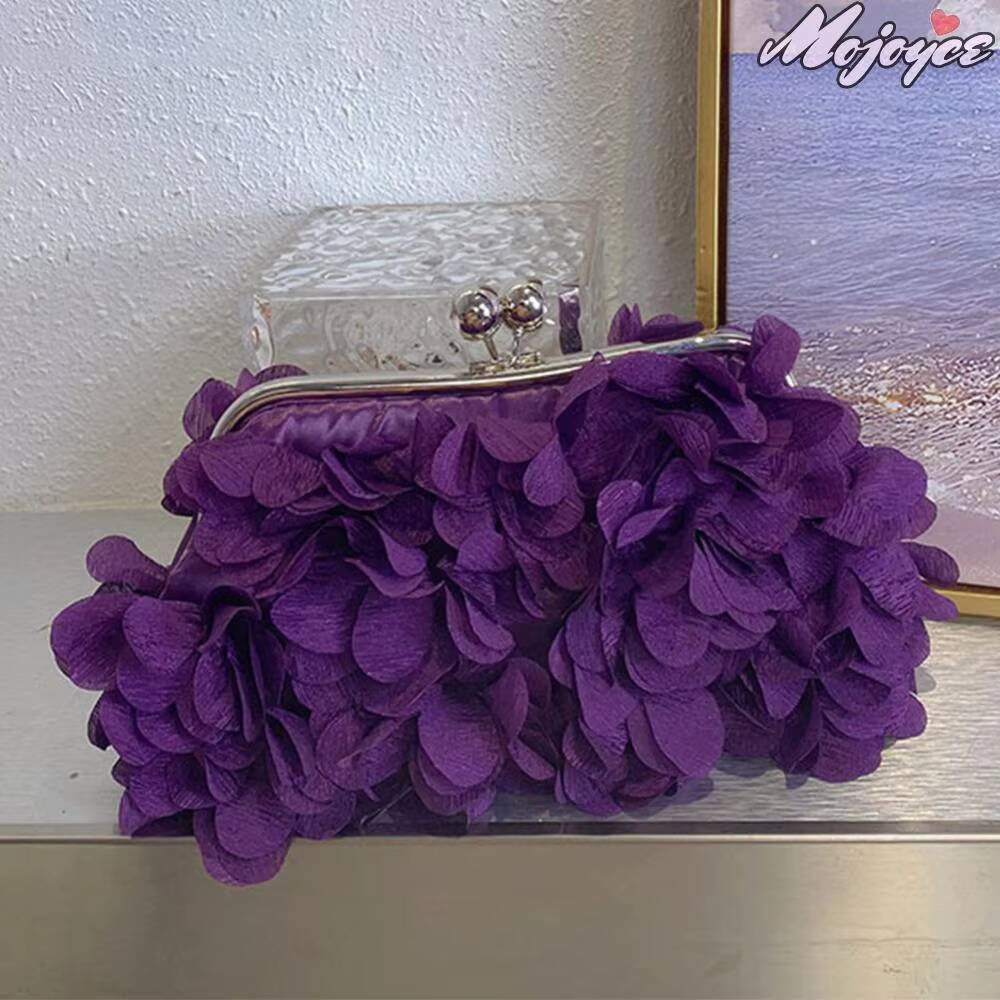 Artificial Flowers Elegant Banquet Bag Solid Color Stylish Handbag Floral Evening Clutch Purse Large Capacity Wedding Party Bags tues