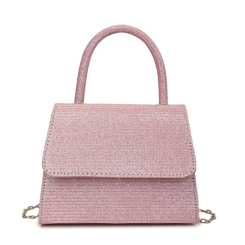 New Evening Bag with Metallic Feel Party Chain Shoulder Crossbody Bag Handbag with High-end Socialite Style