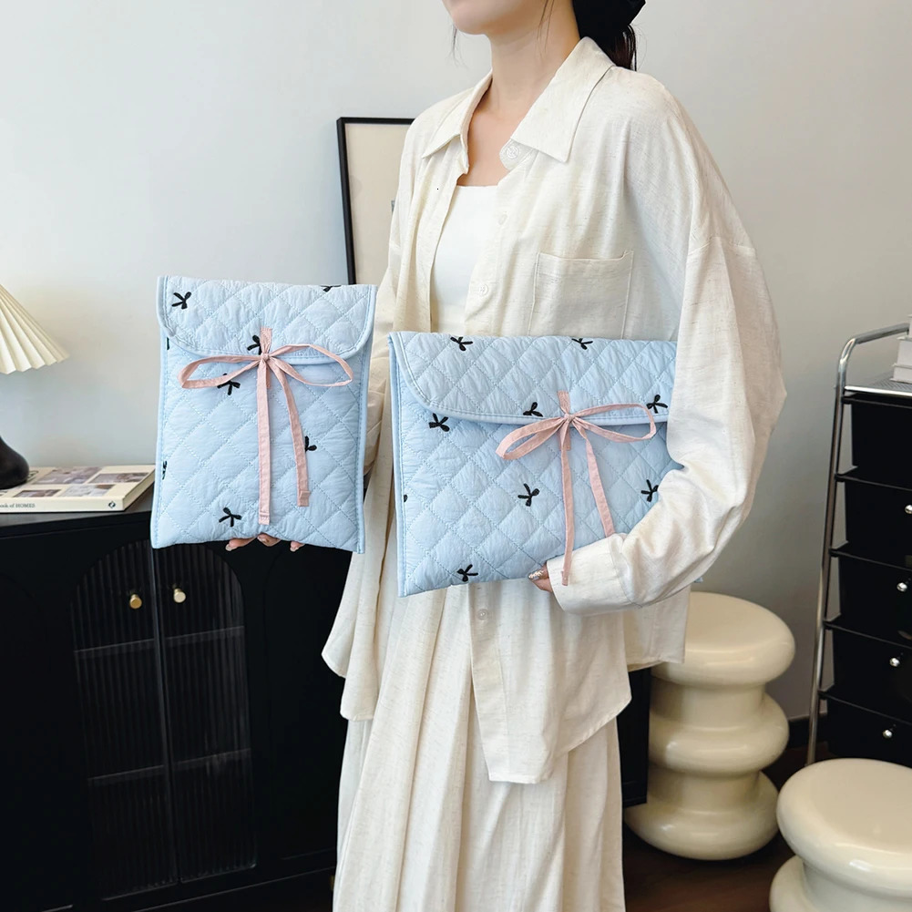 Bow Carrying Laptop Bag Women Girls Y2K Laptop Sleeve Case Bag Kawaii Pad Computer Protect Case Pouch for 11/13/15 Inch Notebook 250617