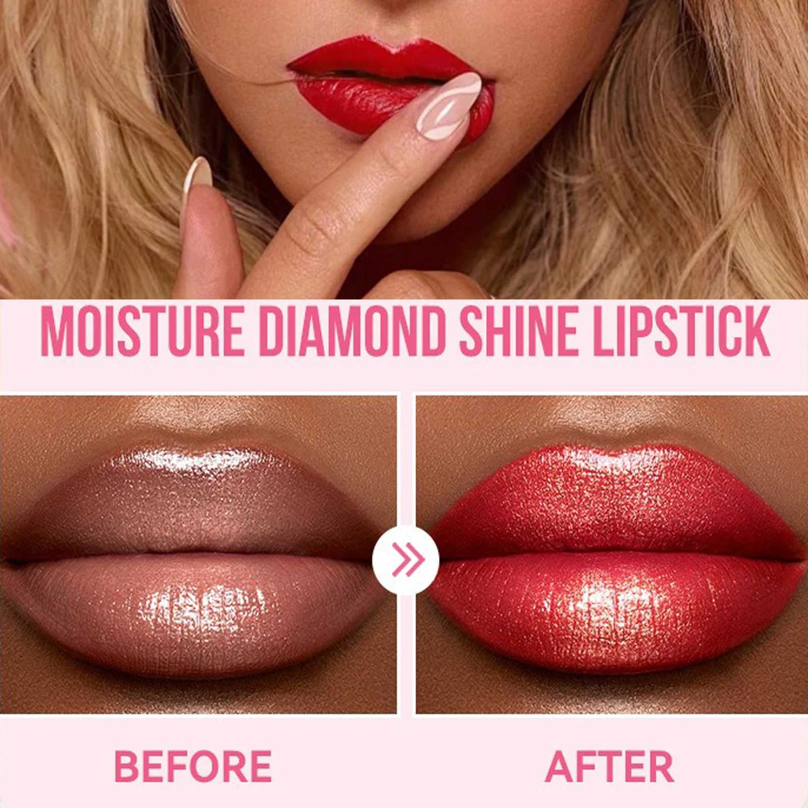 Diamond Pearlescent Lipstick Waterproof Long Lasting Non-stick Cup Matte Velvet Shiny Lipsticks Red Sexy Lips Makeup Cosmetics XJ250623