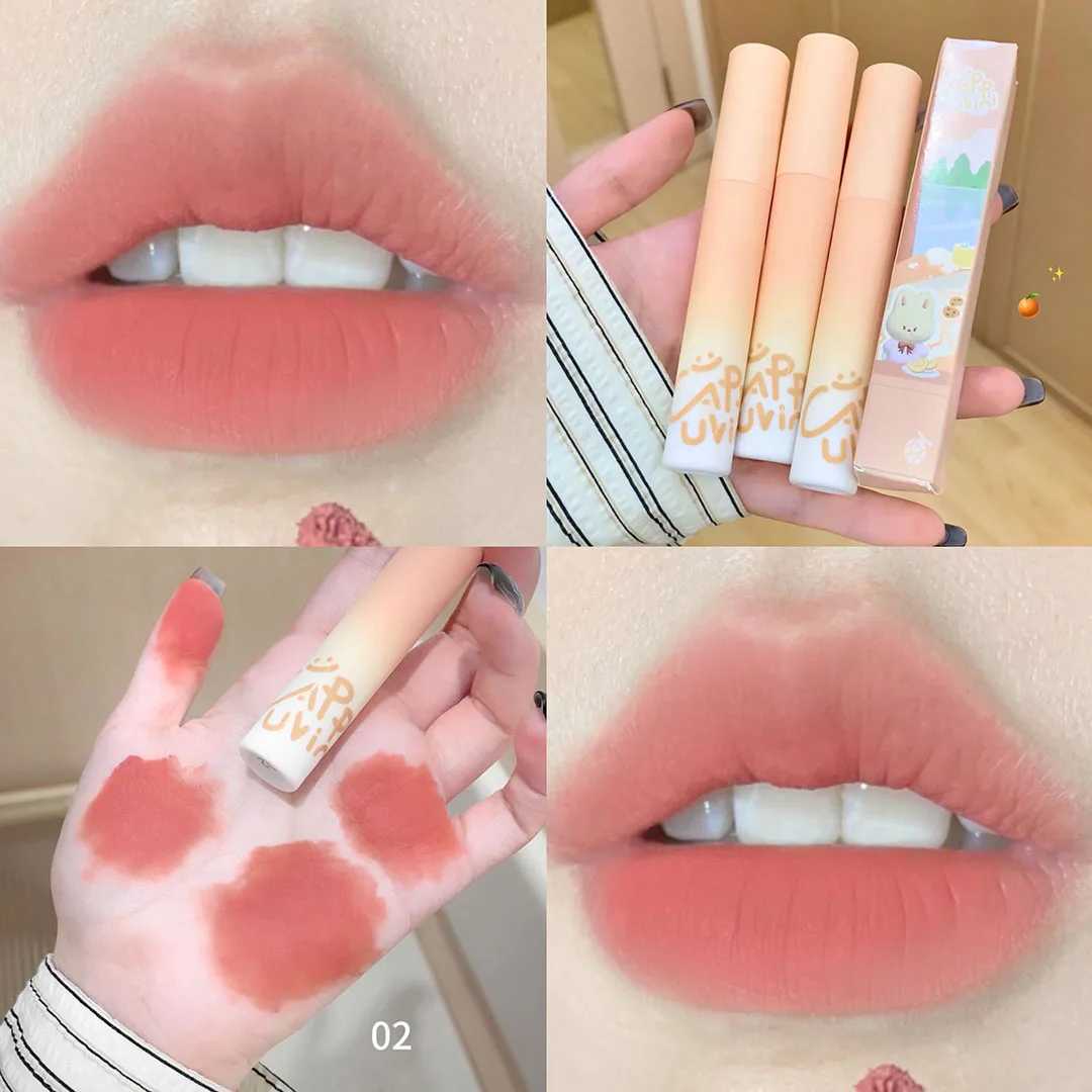 Pumpkin Apricot Lip Mud Velvet Lip Cream Matte Texture Lipstick Overlay Base Color Rose Pink Orange Lip Gloss Tint Cosmetic XJ250623