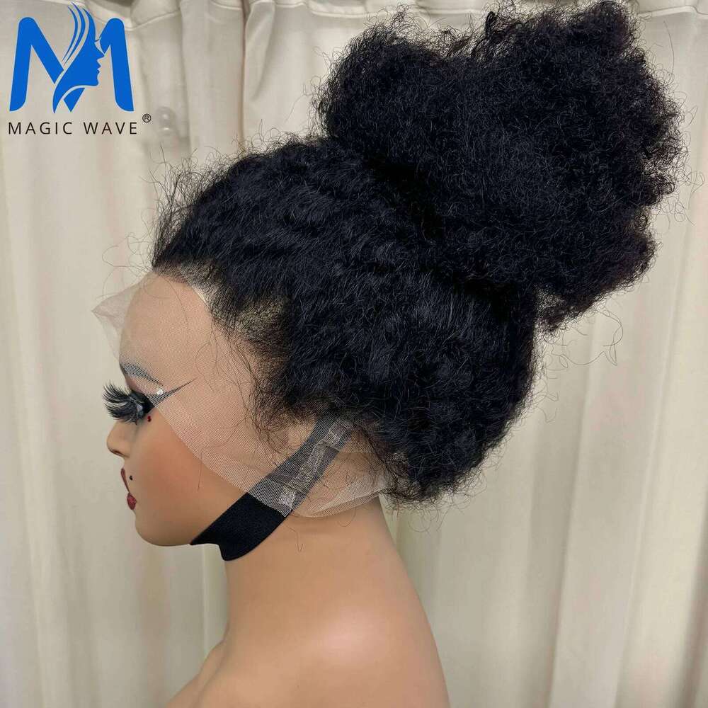 360 Full Lace Afro Kinky Curly Human for Women 180% Density Natural Black Bouncy and Soft Brazilian Remy Hair Wig