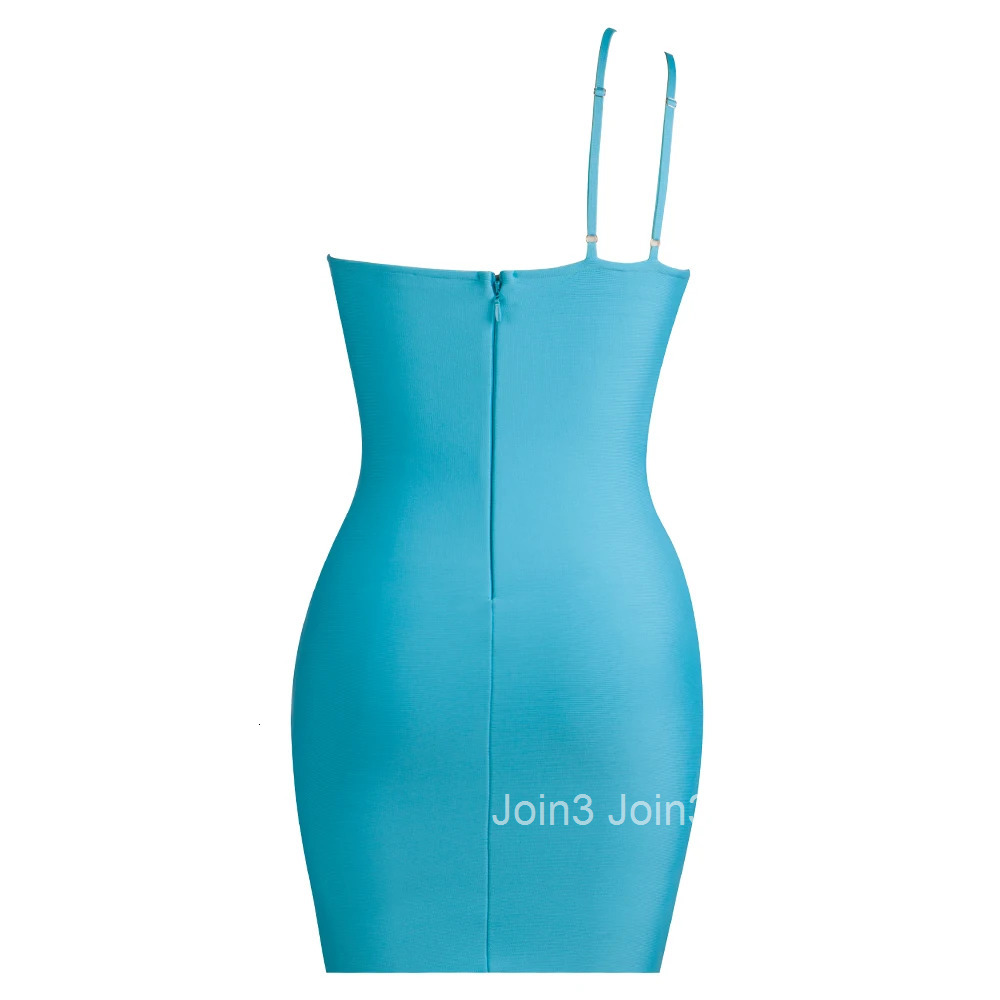 Summer Newest Women Sexy One-Shoulder Crystal Diamonds Mini Bodycon Bandage Dress 2025 Elegant Party Stage Performance Vestido