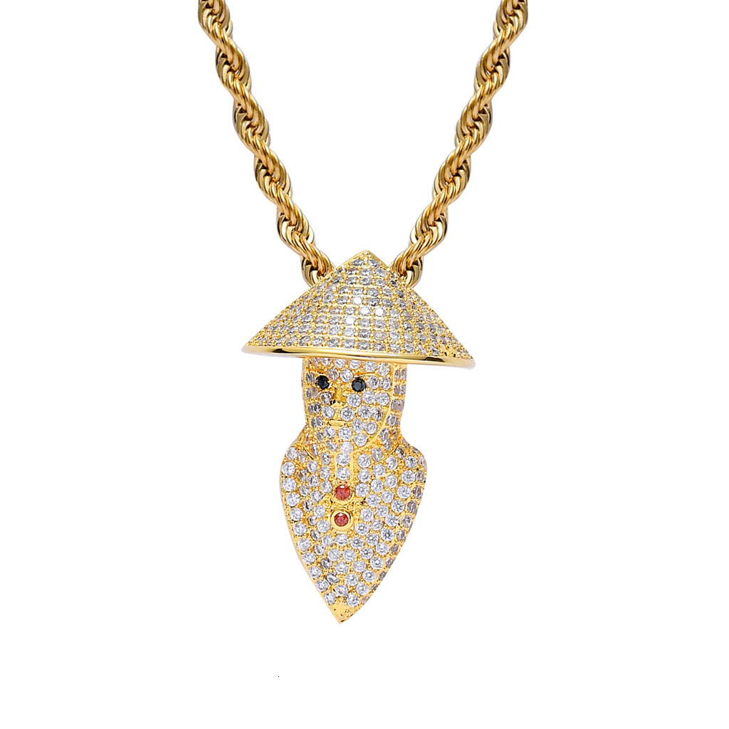 Luxury Necklace Rice Hat Scarecrow Pendant Unique Iced Out Hip Hop Trendy Brand Pendant Moissanite Necklace Pass the diamond tester