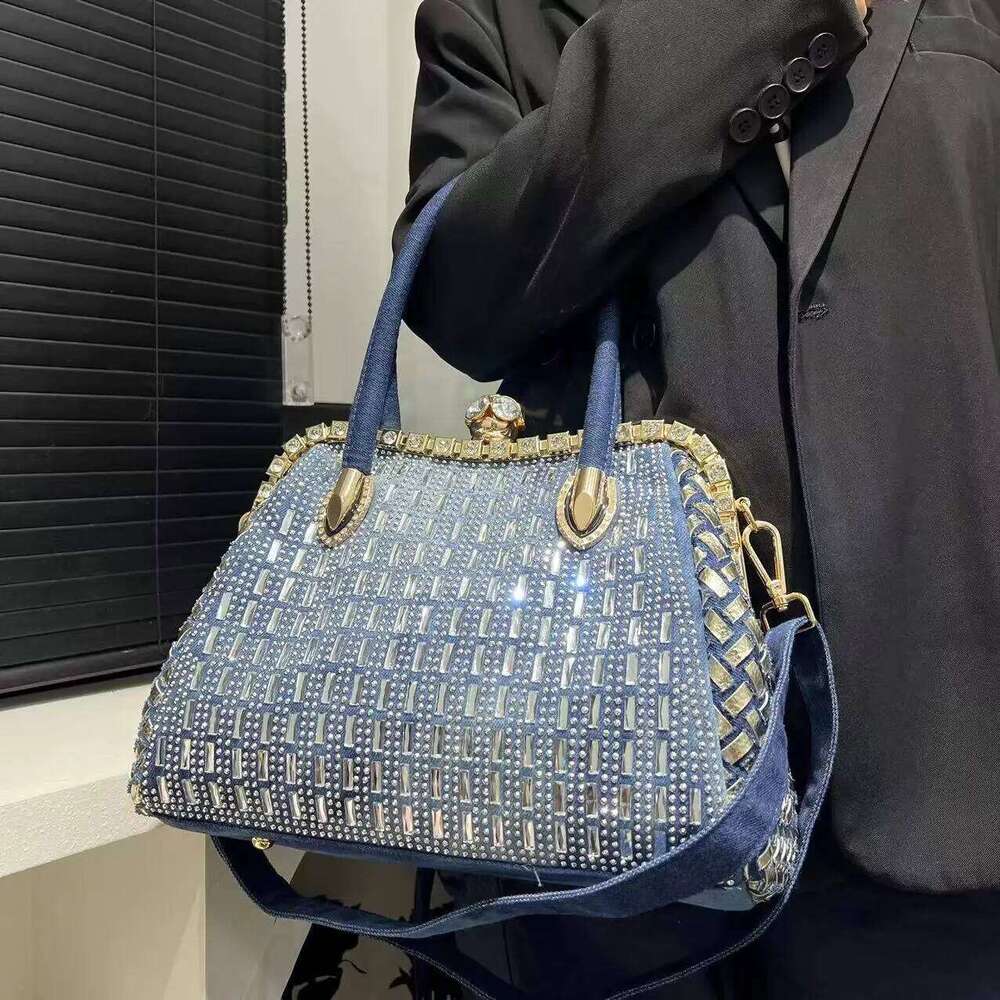 Women's Fashion Denim Elegant Handbag Large Capacity Full Dia Shoulder Crossbody Bag