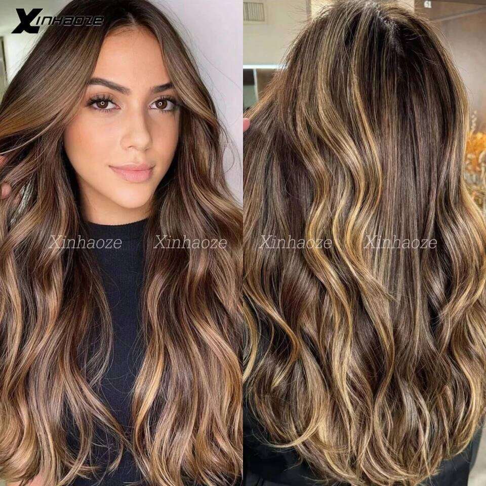 Highlight Brown Glueless for Black Women 200 Density Lace Front Wigs Human Hair Body Wave Wig