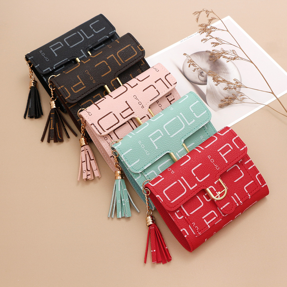 Free Shipping 2025 New Designer Bag Trendy Letter Print Women's Short Wallet Fashion Buckle Small Coin Purse ID Holder Women's Wallet Wholes