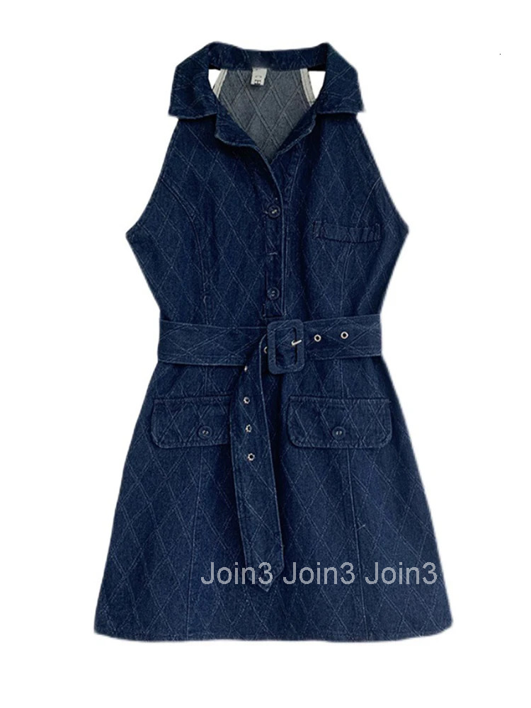 Summer Y2K Fashion Women Short Dress Lady Denim Chic Vintage Casual Sexy Sleeveless Slim Mini Party Mujer Vestido Street Clothes