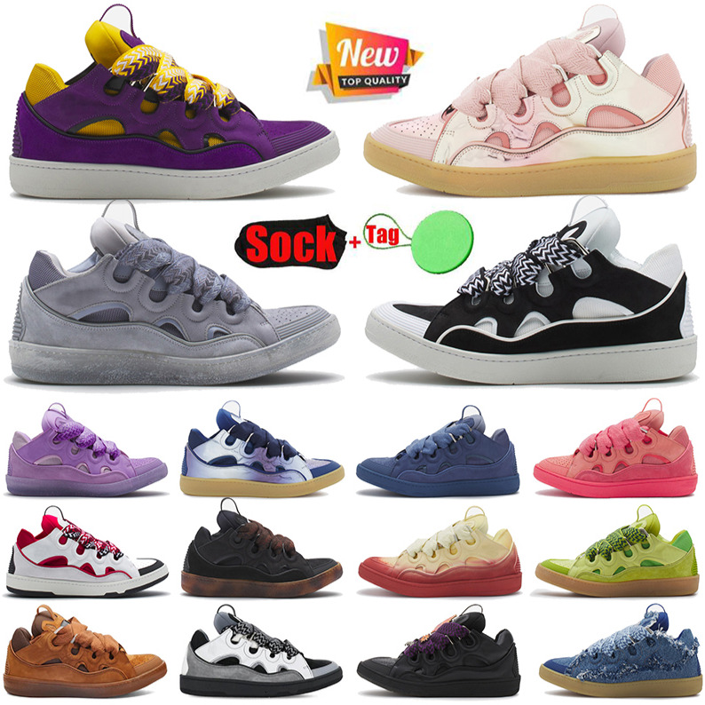 Luxury Womens Mens Comfort Trainers 36-46 Designer Curb New Sneakers Casual Shoes Laceup Extraordinary Embossed Leather Calfskin Rubber Nappa Platform Sole