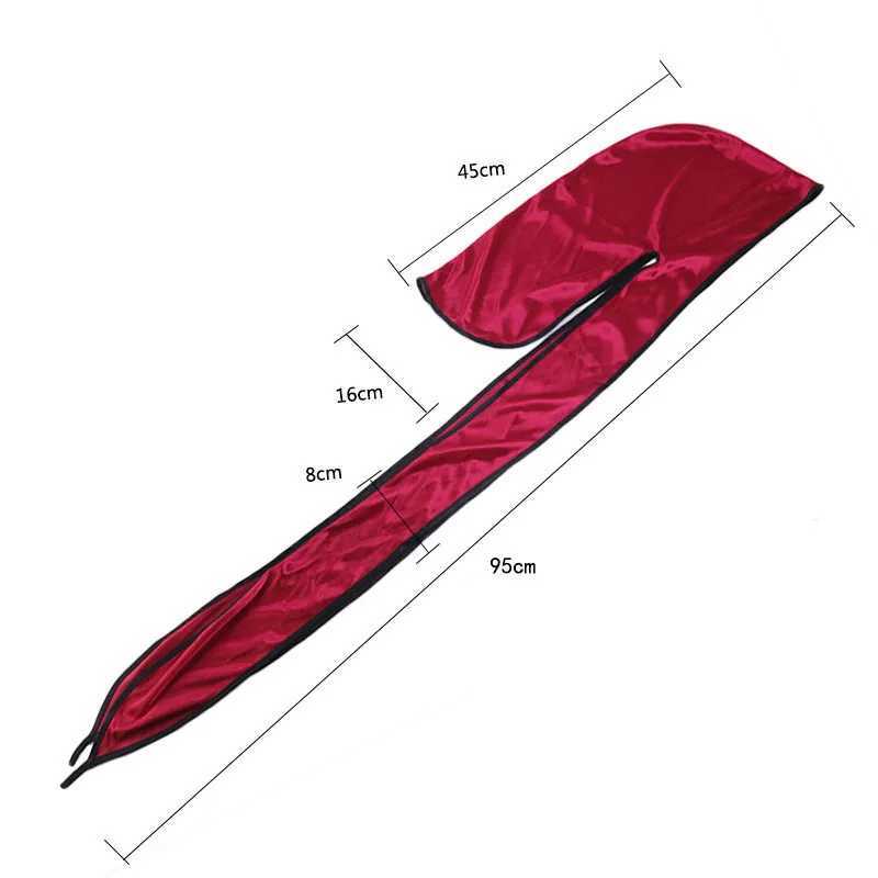 Unisex Men Women Satin Breathable Bandana Hat Silky Durag do doo du rag long tail headwrap M250623