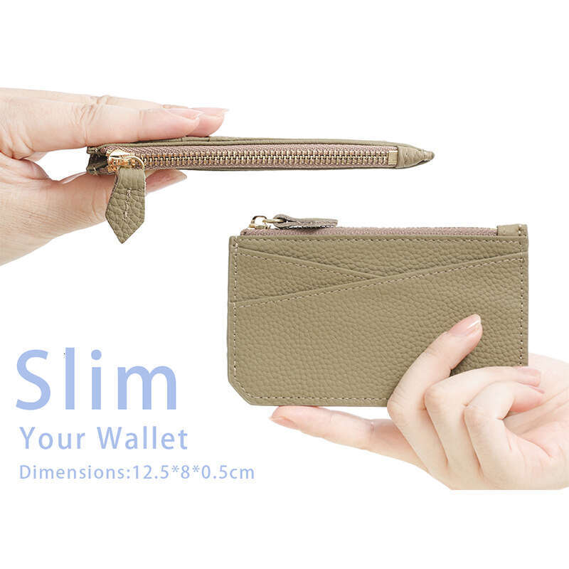 Genuine Leather Women's Wallet Ultra-thin Fashion Zipper Korean and Japanese Style Cowhide Coin Purse Card Holder
