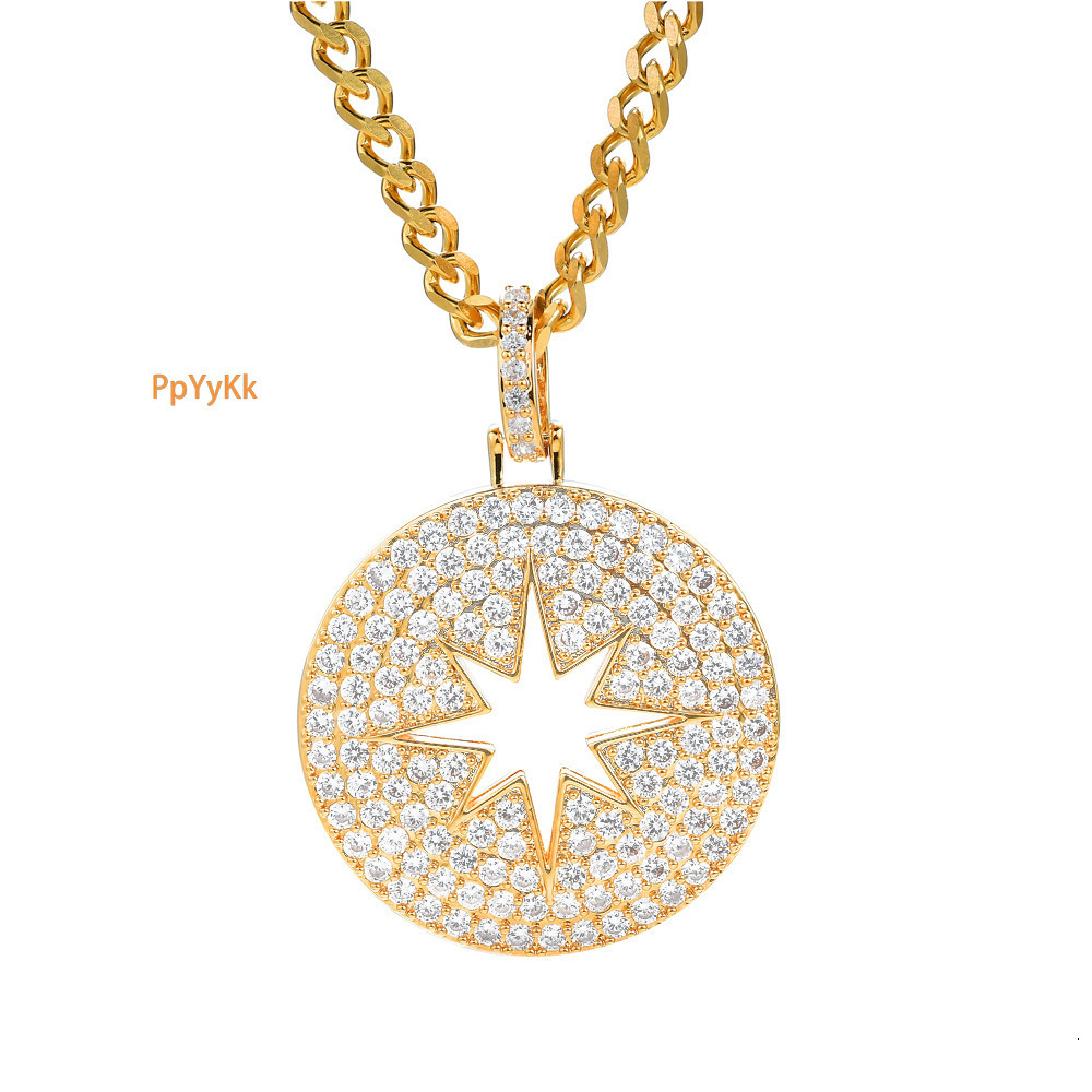 New Arrival Round Hollow Star Pendant Diamond Inlaid Dog Tag Hip Hop Moissanite Jewelry Pass the diamond tester