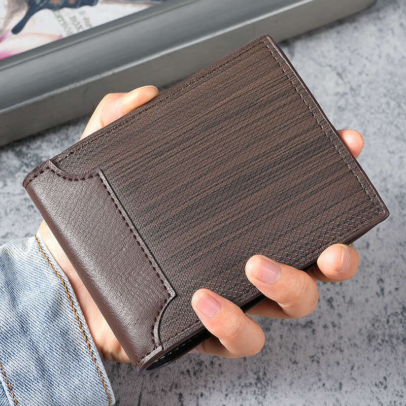 Men's Short Fashion Multi-Card Slot Patchwork Leather Zipper Youth Student Wallet