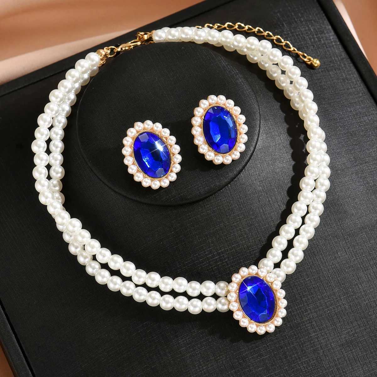 3PC Womens Fashion Imitation Pearl Necklace Earrings Jewelry Set Suitable for Wedding Party Festival GiftsXJ250623