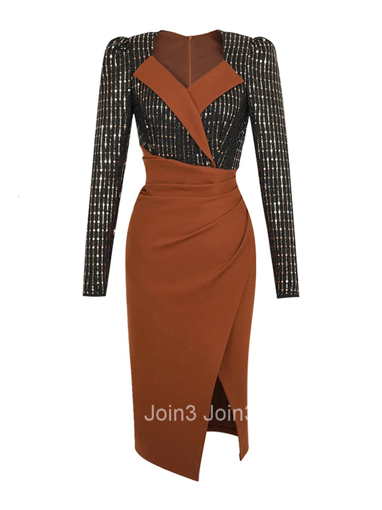 New Spring Fashion Lady Fake 2 Pieces Sequin Splic Pencil Dress Women Clothing Elegant High Waist Slim Wrap Hip Party Vestidos