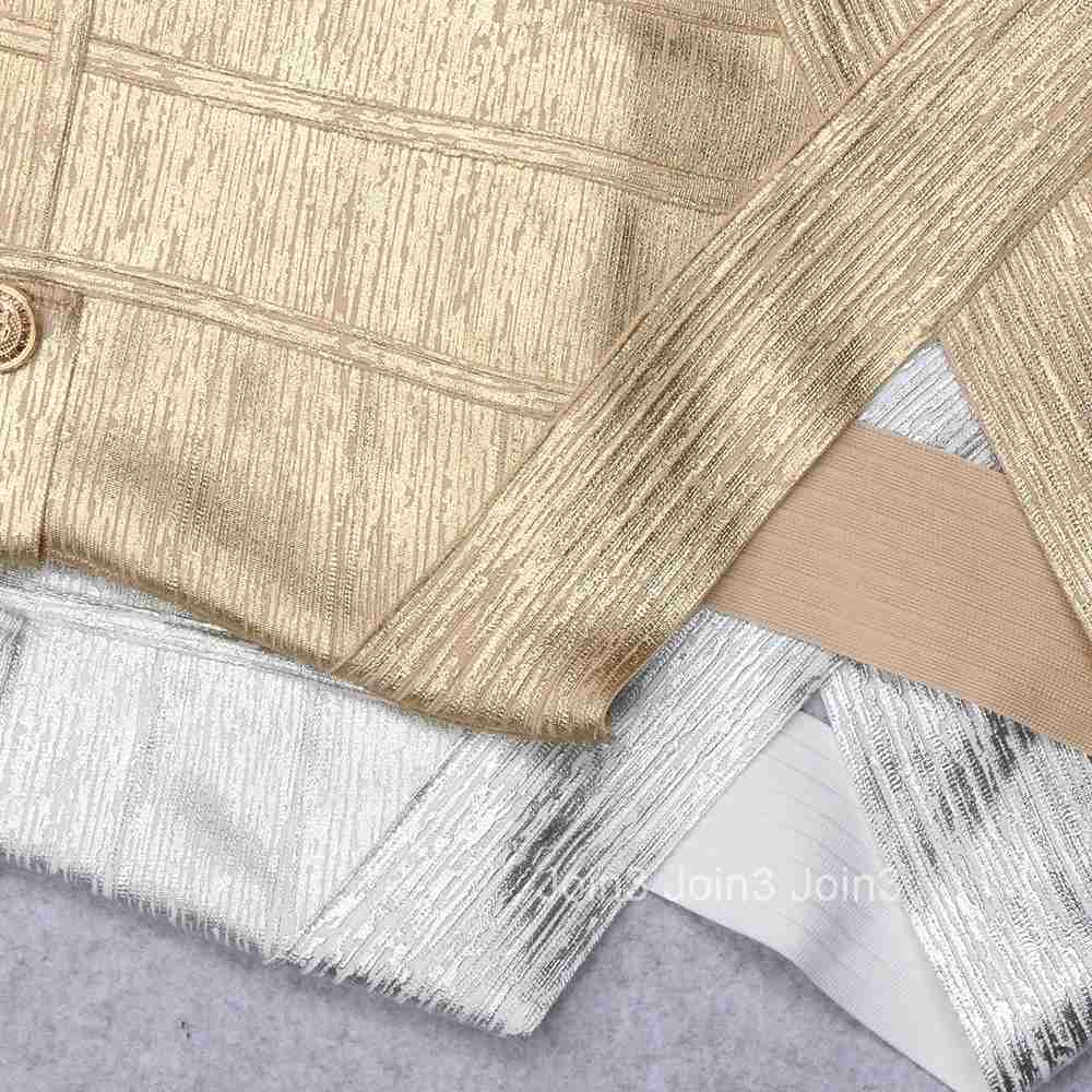 Pretty Womens Clothing Golden Bodycon Bandage Dress V-neck Sexy Birthday Party Celebrity Evening Runway Lady Dress 2025