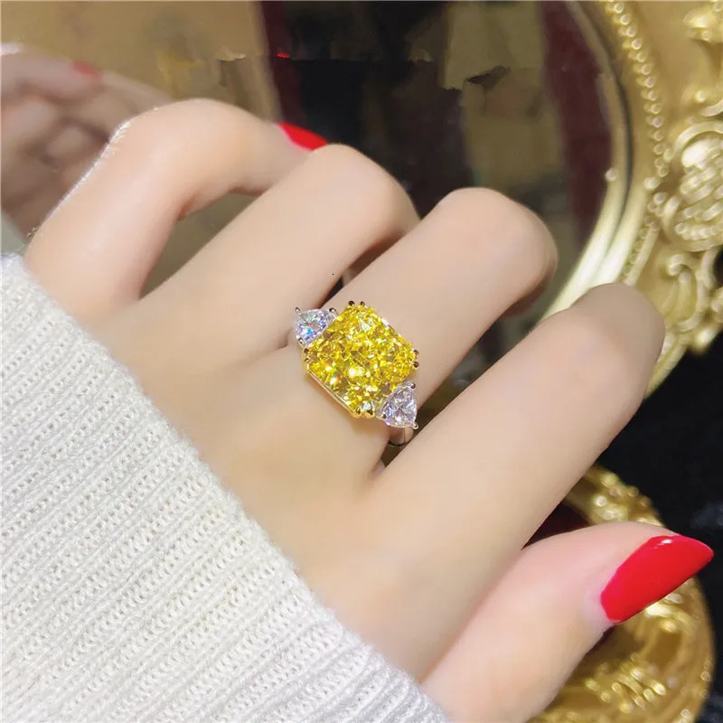 CC Fine Jewelry Rings For Women Yellow Cubic Zirconia Wedding Engagement Ring Silver Color Drop CC1665 250617