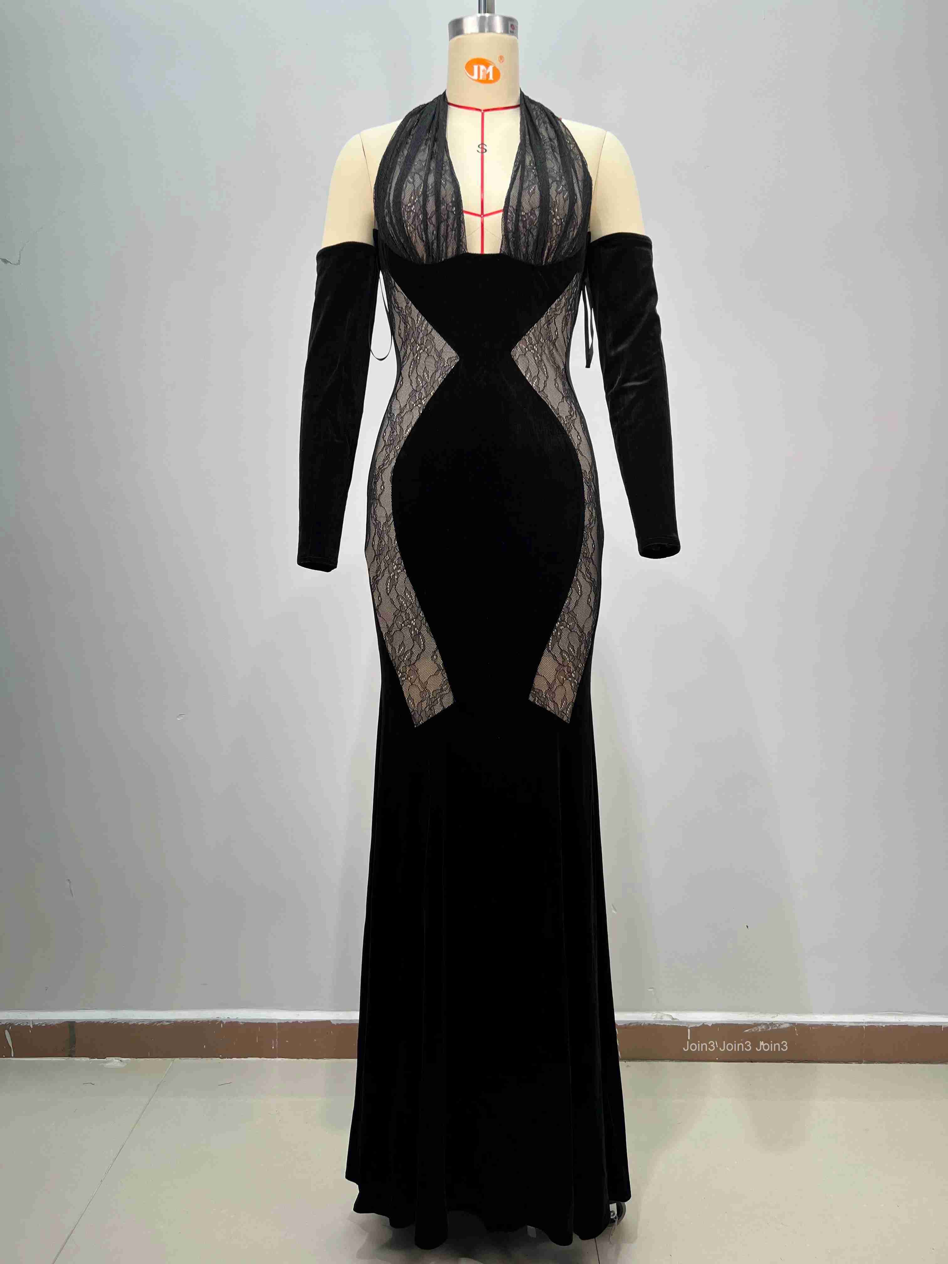 Chic Black Velvet Lace Evening Gown Sweetheart Neckline Long Sleeve Formal Dress for Gala Wedding Red Carpet Events