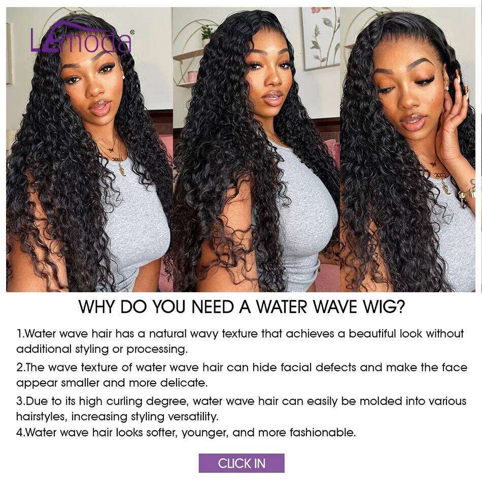 Lemoda HD Transparent 13x4 Front Human Water Wave 13x6 Lace Full Frontal Wig Virgin Hair Pre Plucked Brazilian 12A