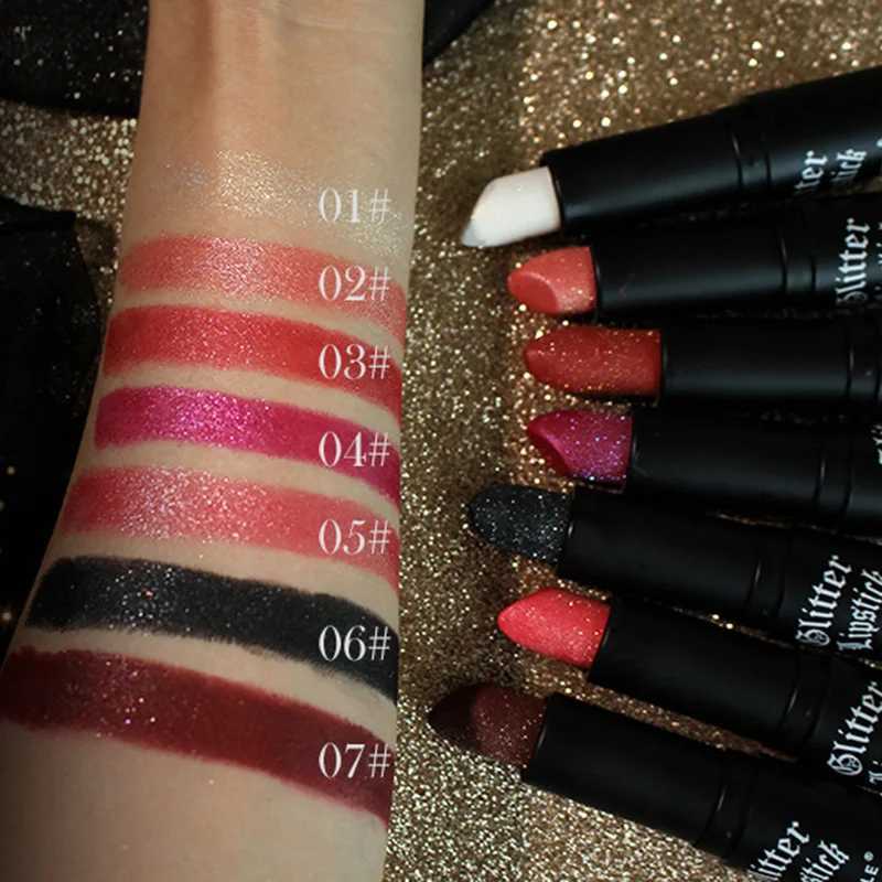 Waterproof Glitter Lipsticks Punk Style Nude Matte Not Fading Pearlescent Sexy Red Pink Velvet Lipsticks Lips Makeup Cosmetic XJ250623