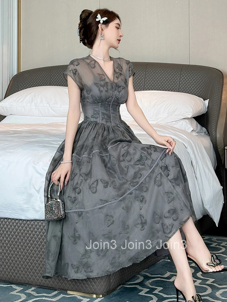 Summer Fashion Elegant Floral Print Evening Dress Women Retro Short Sleeve Corset Midi A-Line Party Prom Vestidos Street Clothes